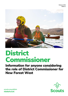 District Commissioner Information for Anyone Considering the Role of District Commissioner for New Forest West