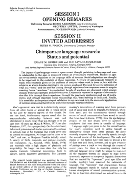 Chimpanzee Language Research: Status and Potential DUANE M