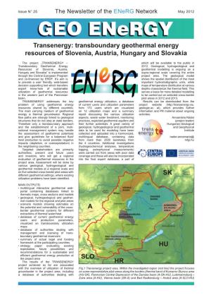 Transenergy: Transboundary Geothermal Energy Resources of Slovenia, Austria, Hungary and Slovakia