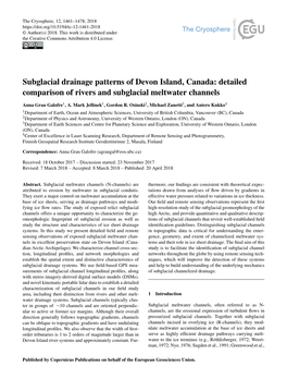 Subglacial Drainage Patterns of Devon Island, Canada: Detailed Comparison of Rivers and Subglacial Meltwater Channels