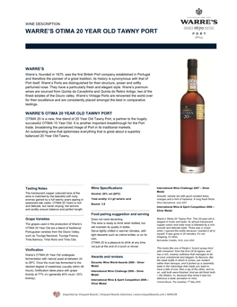 Warre's Otima 20 Year Old Tawny Port