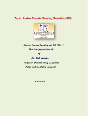 Indian Remote Sensing Satellites (IRS)