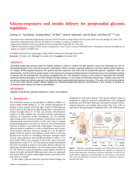 Glucose-Responsive Oral Insulin Delivery for Postprandial Glycemic Regulation