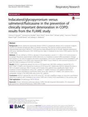 Indacaterol/Glycopyrronium Versus Salmeterol/Fluticasone in the Prevention of Clinically Important Deterioration in COPD: Results from the FLAME Study Antonio R