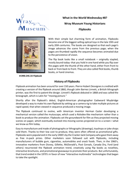 What in the World Wednesday #8? Wray Museum Young Historians Flipbooks