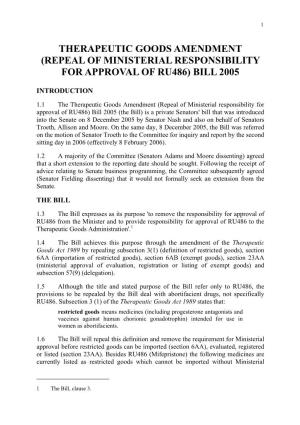 Inquiry Into Therapeutic Goods Amendment (Repeal of Ministerial