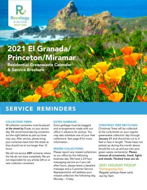 2021 El Granada/ Princeton/Miramar Residential Greenwaste Calendar & Service Brochure