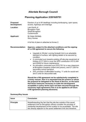 Allerdale Borough Council Planning Application 2/2016/0751