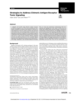 Strategies to Address Chimeric Antigen Receptor Tonic Signaling Adam Ajina1,2 and John Maher1,2,3,4