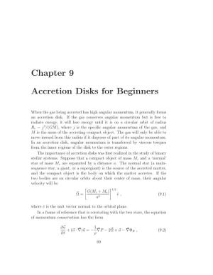Chapter 9 Accretion Disks for Beginners