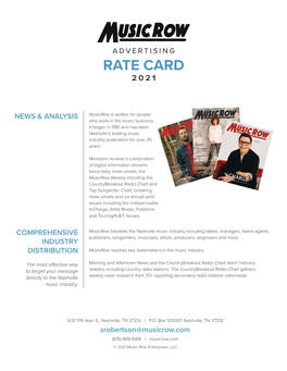 Rate Card 2021