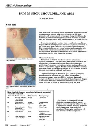 ABC of Rheumatology PAIN in NECK, SHOULDER, AND