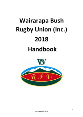 Wairarapa Bush Rugby Union (Inc.) 2018 Handbook