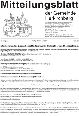 Mitteilungsblatt Der Gemeinde Illerkirchberg Amtl