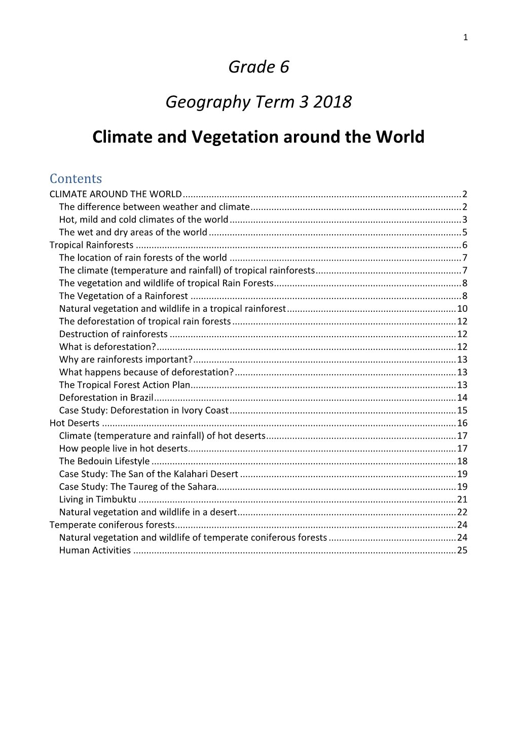 Climate and Vegetation Around the World