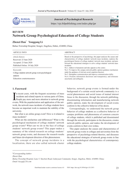 Network Group Psychological Education of College Students
