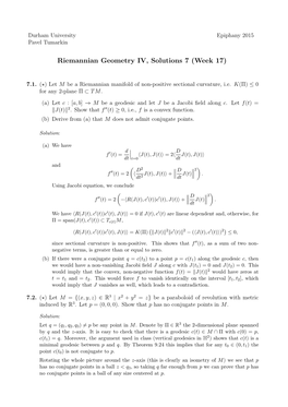 Riemannian Geometry IV, Solutions 7 (Week 17)