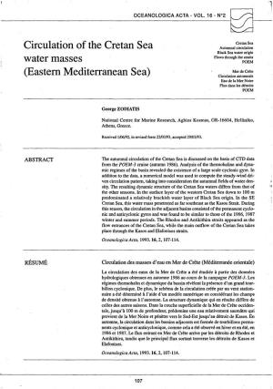 Circulation of the Cretan Sea-Water Masses