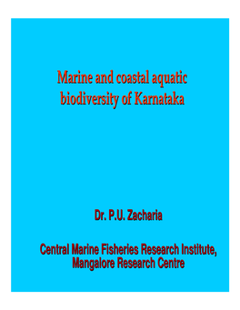 Marine and Coastal Aquatic Biodiversity of Karnataka