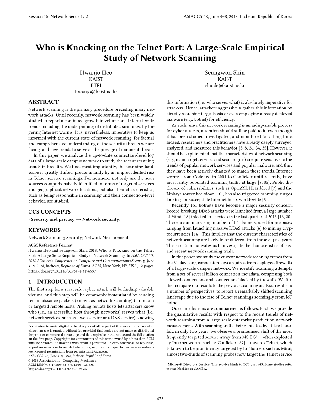 Who Is Knocking on the Telnet Port: a Large-Scale Empirical Study of Network Scanning