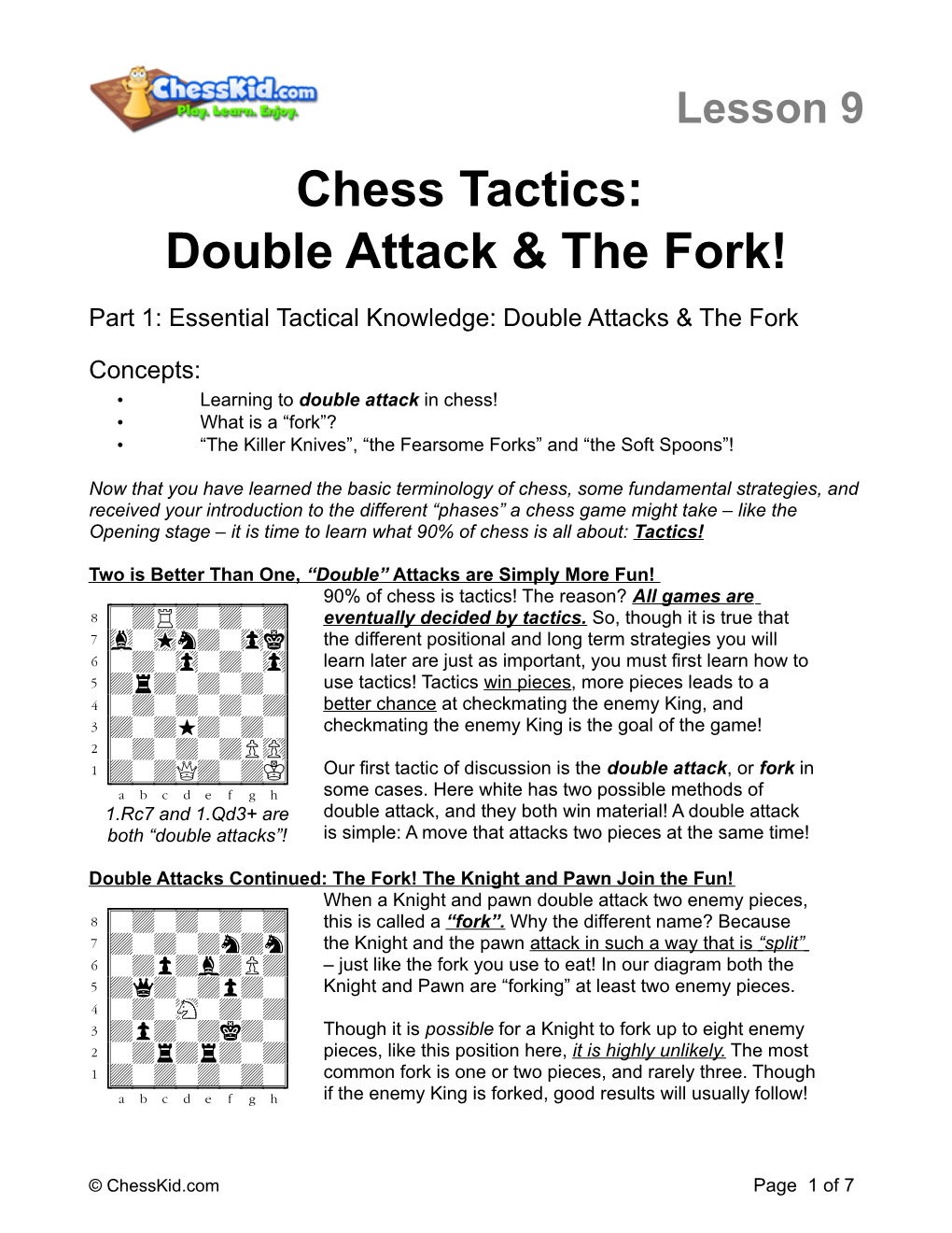 Chess Tactics: Double Attack & the Fork!