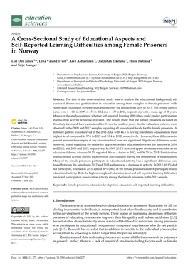 A Cross-Sectional Study of Educational Aspects and Self-Reported Learning Difficulties Among Female Prisoners in Norway