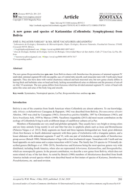 Collembola: Symphypleona) from Bolivia