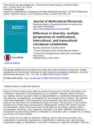 Difference in Diversity: Multiple Perspectives on Multicultural