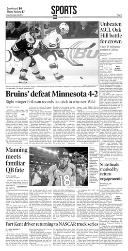 Bruins'defeatminnesota4-2