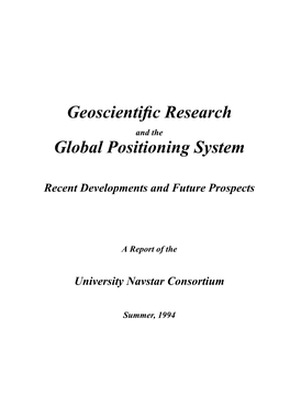 Geoscientific Research Global Positioning System
