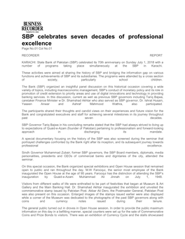 SBP Celebrates Seven Decades of Professional Excellence Page No.01 Col No.01