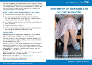 Information on Dementia and Delirium in Hospital