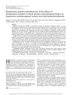 Randomized, Placebo-Controlled Trial of the Effects of Drospirenone