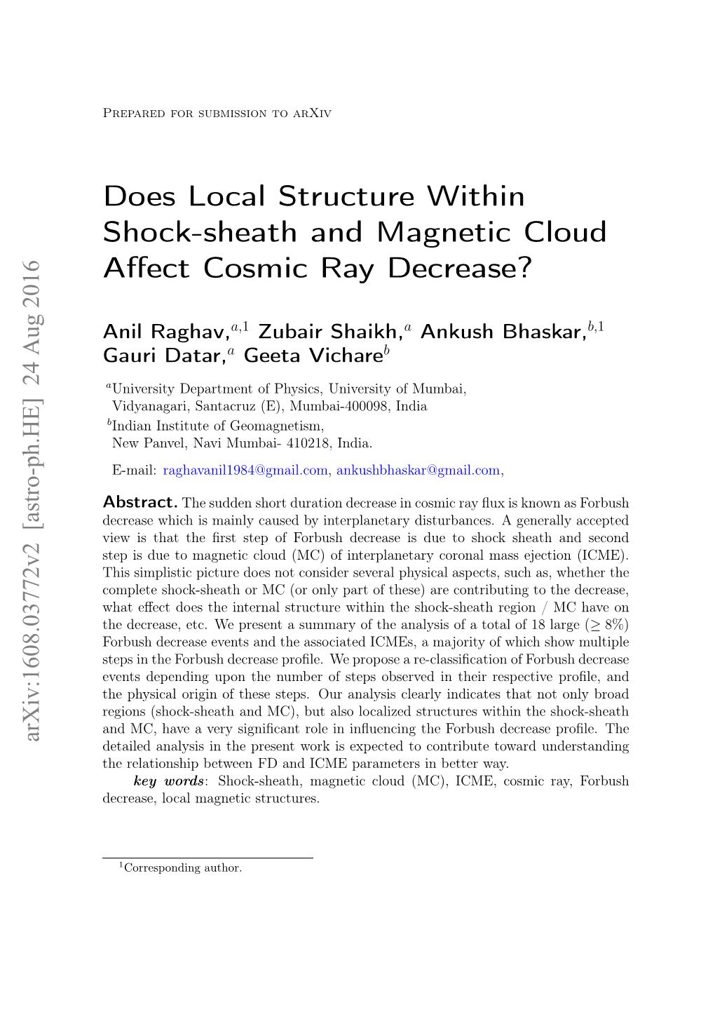 Does Local Structure Within Shock-Sheath and Magnetic