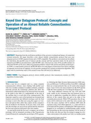 Keyed User Datagram Protocol: Concepts and Operation of an Almost Reliable Connectionless Transport Protocol
