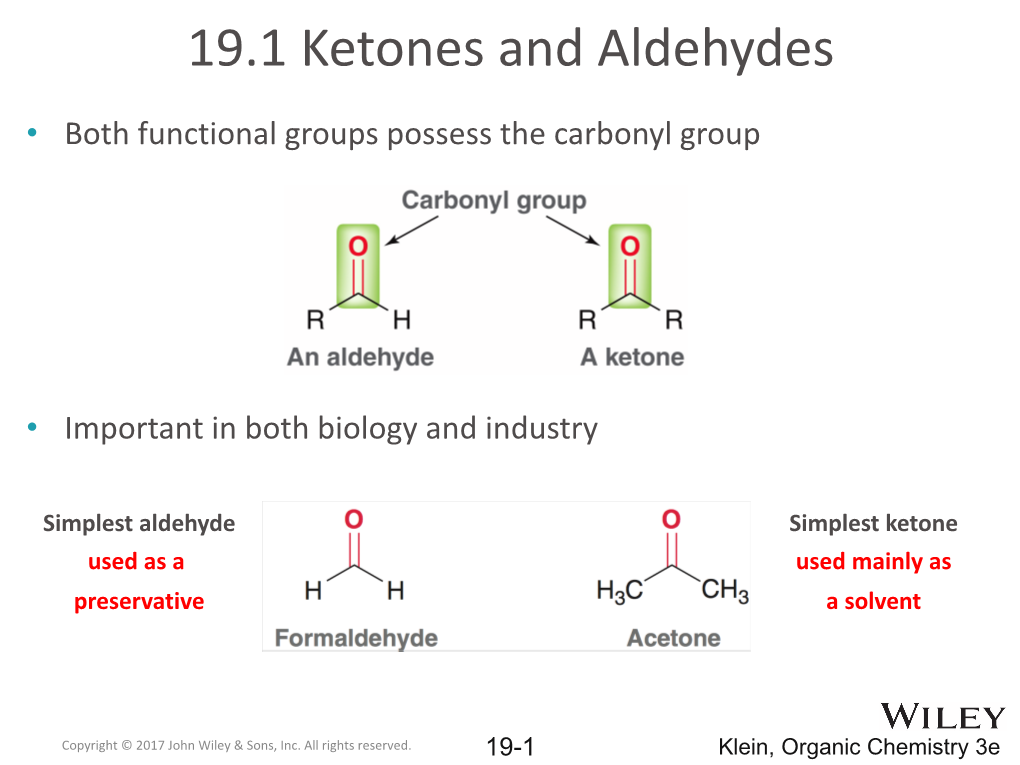 19.1 Ketones and Aldehydes