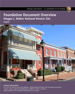Foundation Document Overview, Maggie L. Walker National Historic