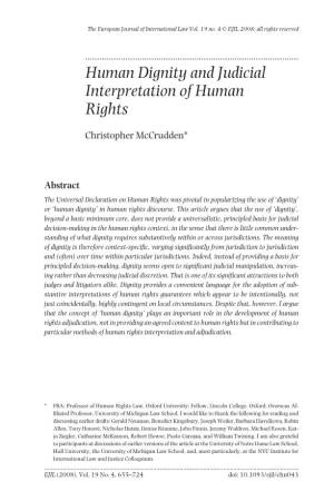 Human Dignity and Judicial Interpretation of Human Rights