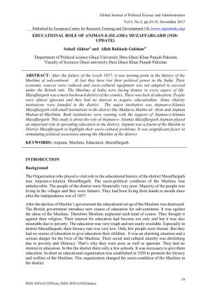 Educational Role of Anjman-E-Islamia