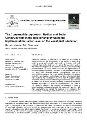 The Constructivist Approach: Radical and Social Constructivism In