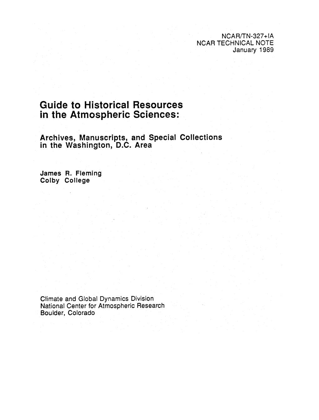 NCAR/TN-327+IA Guide to Historical Resources in the Atmospheric