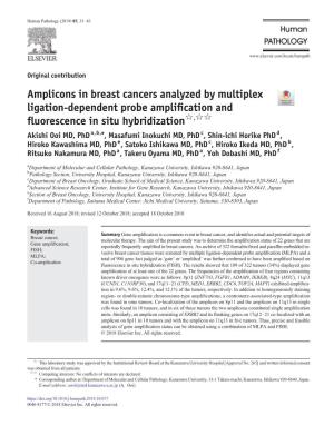 Amplicons in Breast Cancers Analyzed by Multiplex Ligation-Dependent