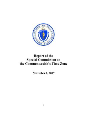 Special Commission on Commonwealth's Time Zone Report