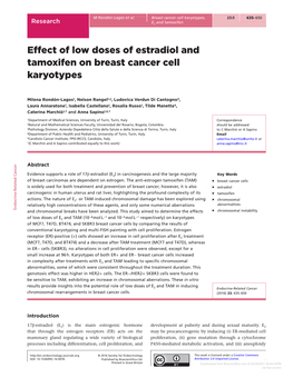 Effect of Low Doses of Estradiol and Tamoxifen on Breast Cancer Cell Karyotypes