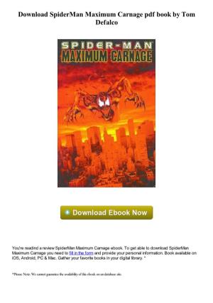 Maximum Carnage Pdf Book by Tom Defalco
