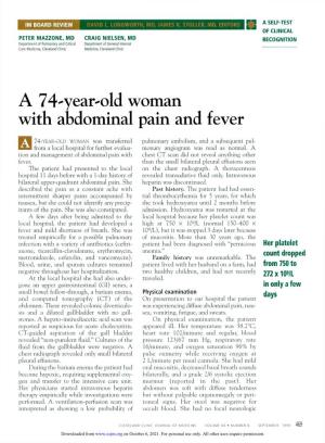 A 74-Year-Old Woman with Abdominal Pain and Fever