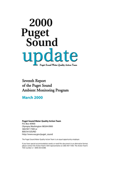 2000 Puget Sound Update Puget Sound Water Quality Action Team