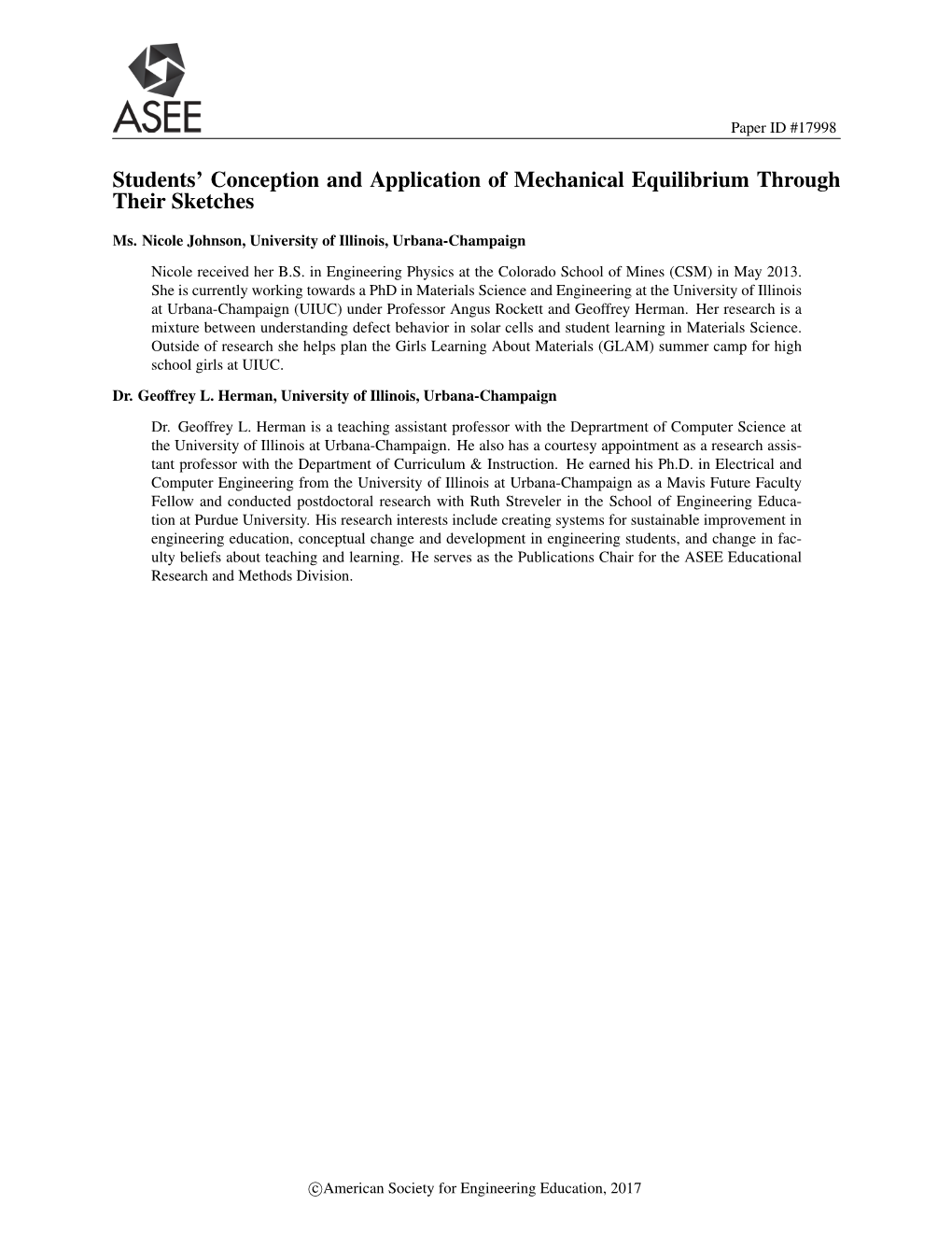 Students' Conception and Application of Mechanical Equilibrium Through Their Sketches