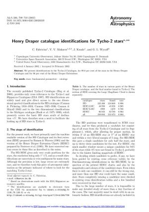 Henry Draper Catalogue Identifications for Tycho-2 Stars