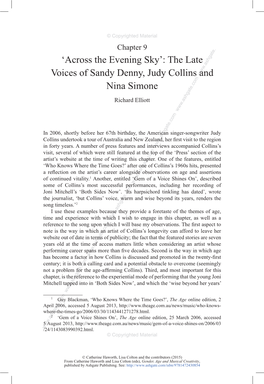 'Across the Evening Sky': the Late Voices of Sandy Denny, Judy Collins